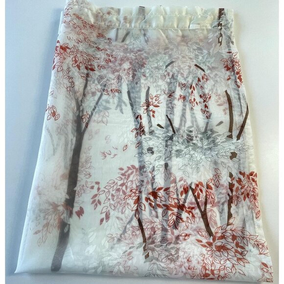 Vintage 70s curtain, red, brown trees, forest pattern, off-white background - Picture 6 of 10